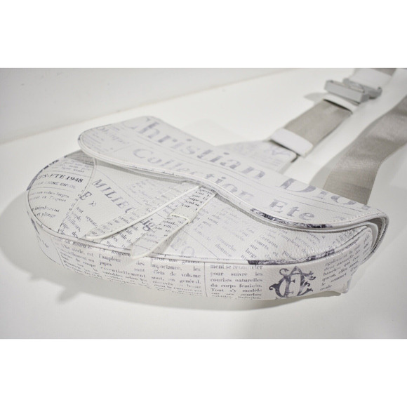 Dior x Daniel Arsham Newspaper Print Saddle White Logo Crossbody Fanny Bum Bag - Picture 5 of 12